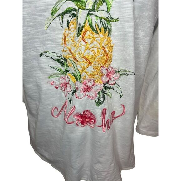 NWT TOMMY BAHAMA ASHBY ISLES EMBROIDERED PINEAPPLE 3/4 SLEEVE SHIRT SIZE SMALL - Picture 4 of 8